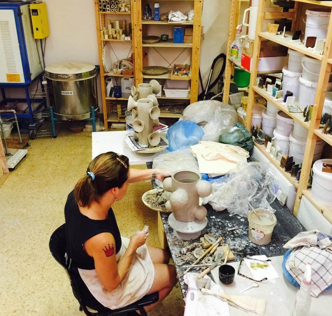virginia scotchie in her artist in residence studio in italy