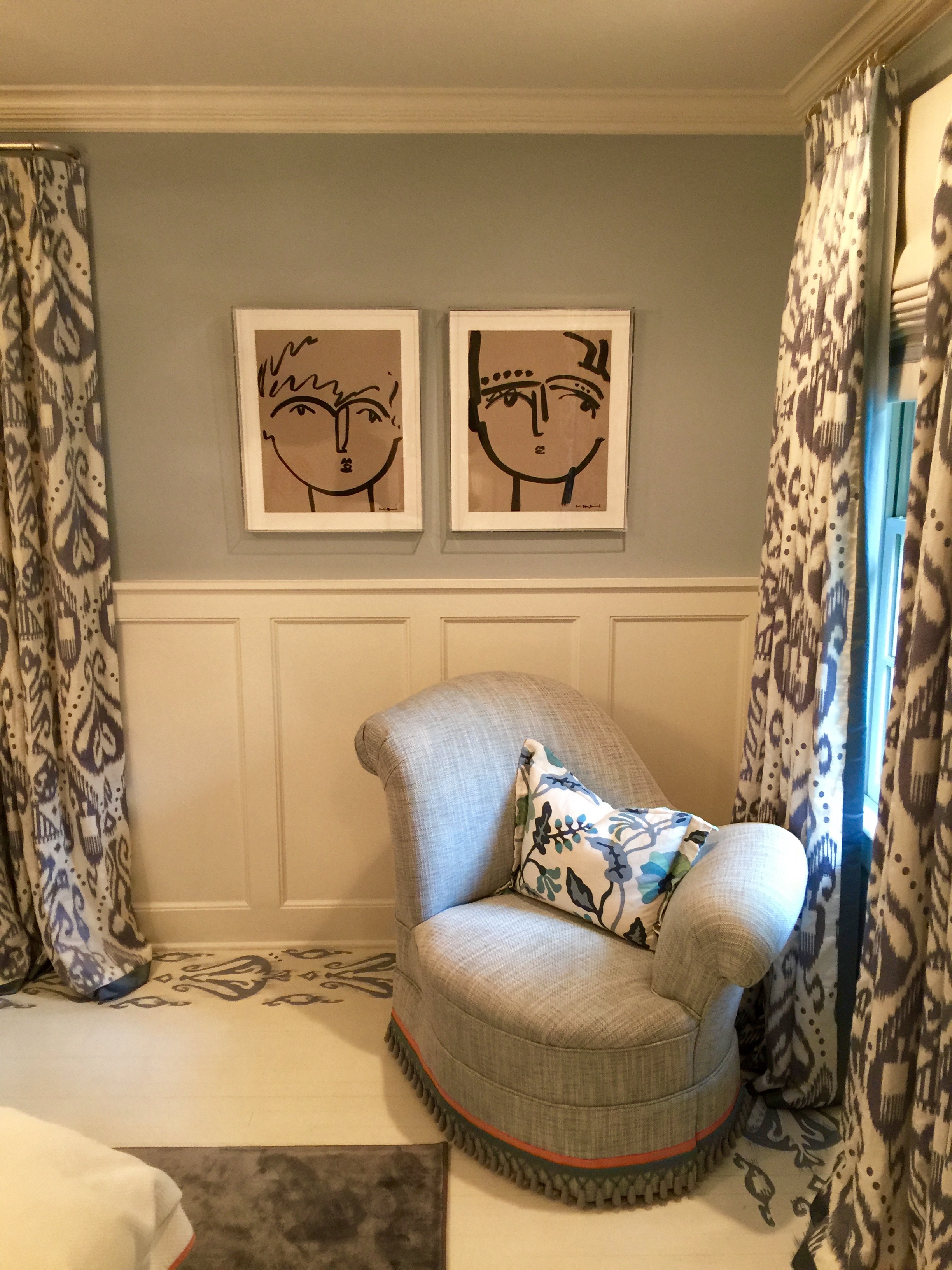 weekend install of sally king benedict works on paper in awesome plexi glass boxes. home deigned by lindsay coral harper.