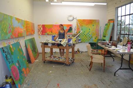 ruth in her studio late last summer before show went to the turchin center