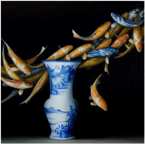 koi and blue and white vase 2016