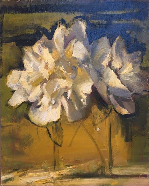 white peonies on ochre 2016