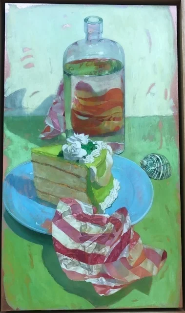 green cake & striped paper   2016