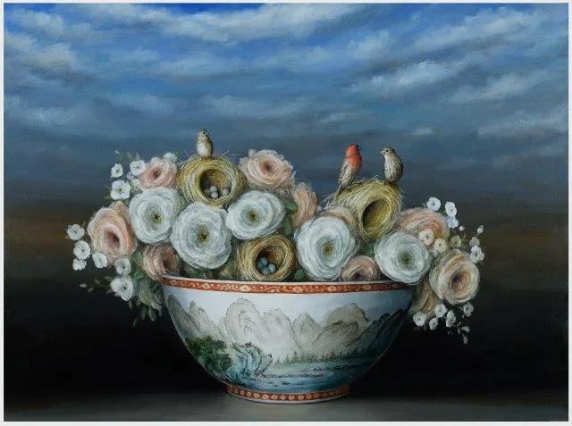 bowl, nests and flowers 2018