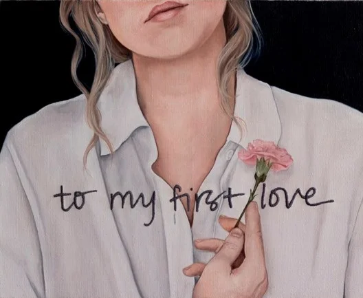 helen robinson to my first love 2019 oil & embroidery floss on linen 16 x 20 inches