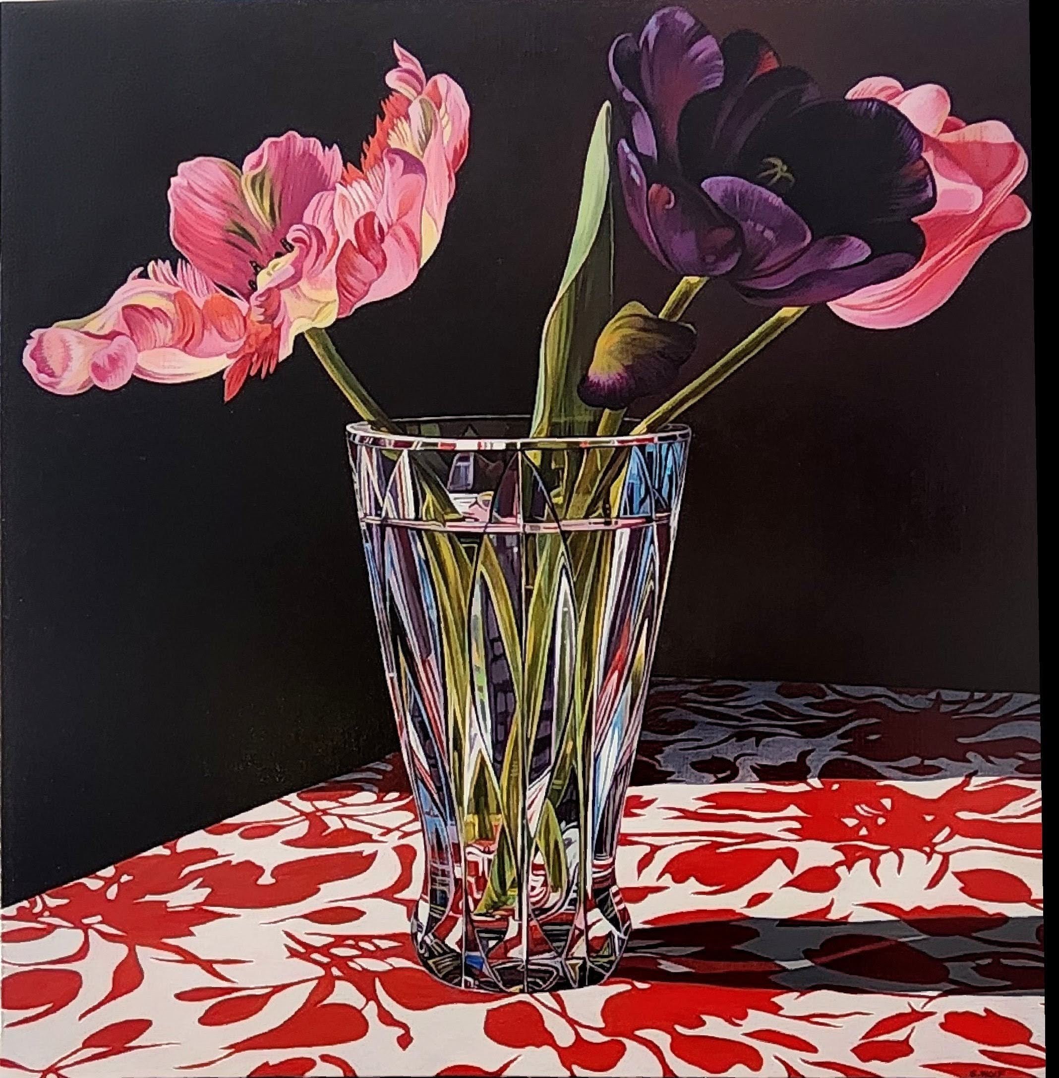tulips on red table   2026