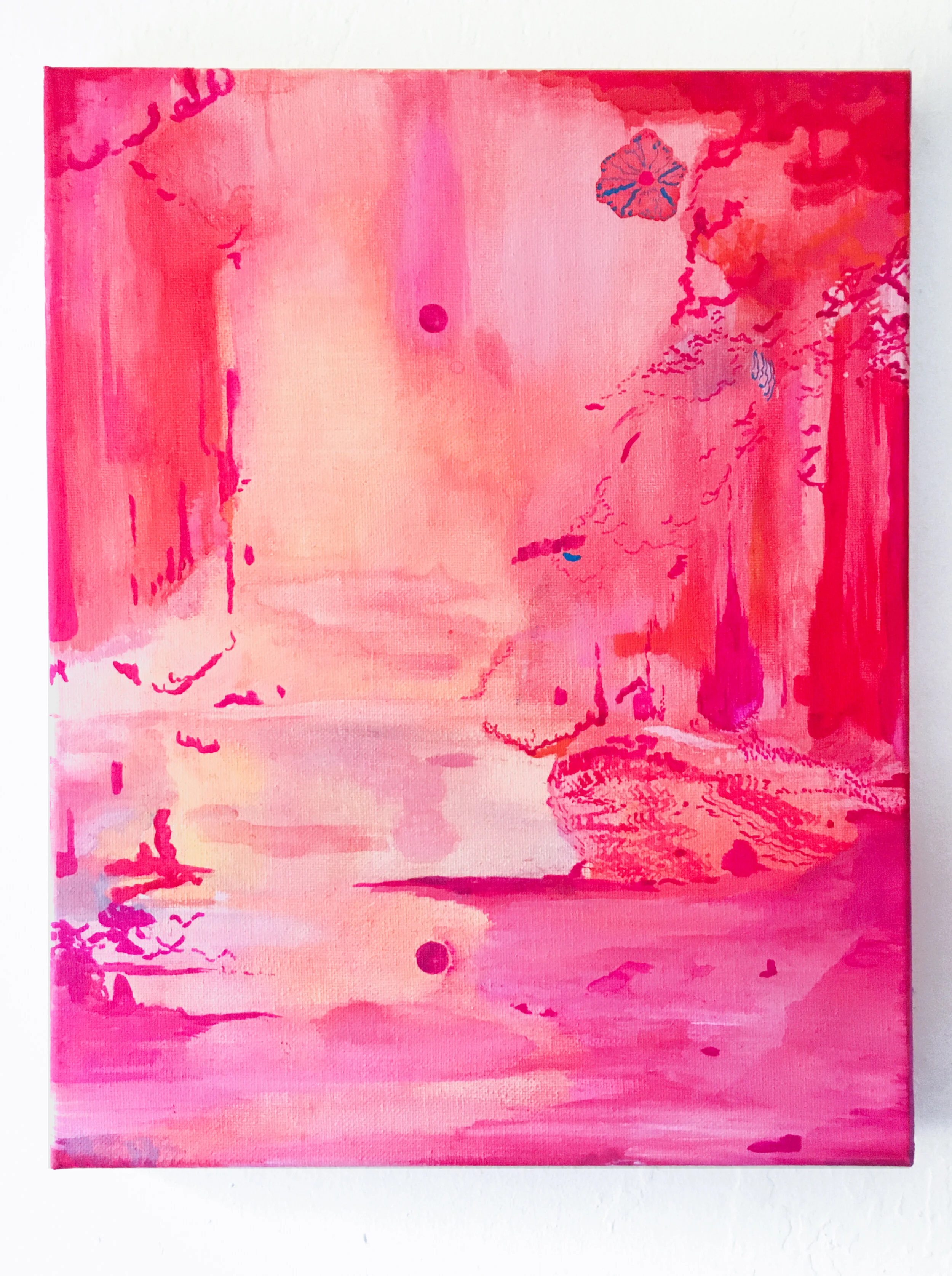   Hash in the Woods   Gouache on canvas  11” x 14”  2021 