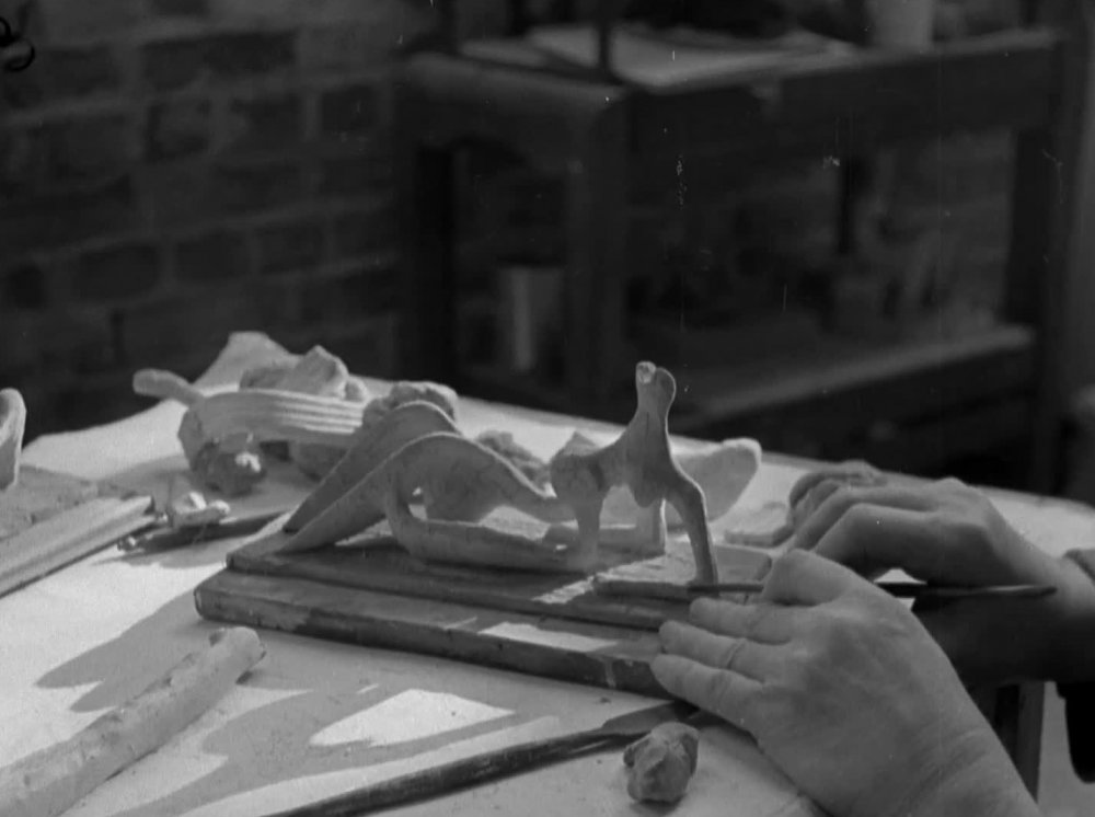 Sculptor Henry Moore at work. Image courtesy of the British Film Institute. 