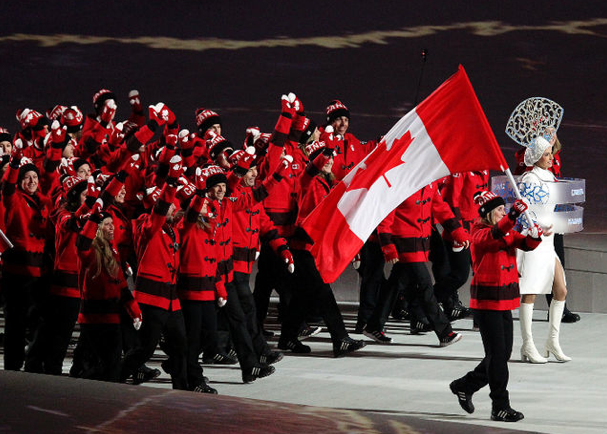 Canada was a sea of red in their Hudson's Bay wool toggle coats paired with classic Adidas shell toe sneakers and iconic Canada toques and mittens. 
