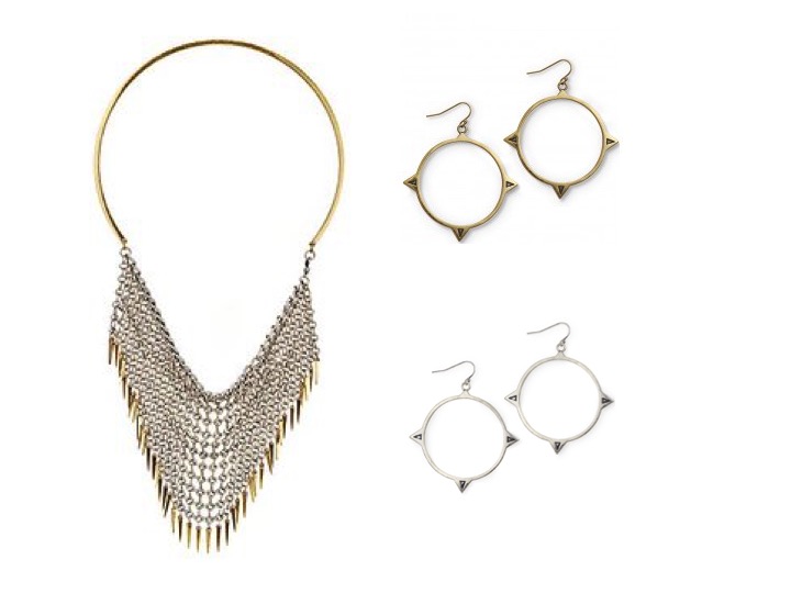 Jagger Bib Necklace $175 | Zye Hoops in Gold & Silver $60