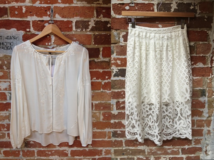Parker Silk Embroidered Blouse $268 Parker Lace Skirt $268