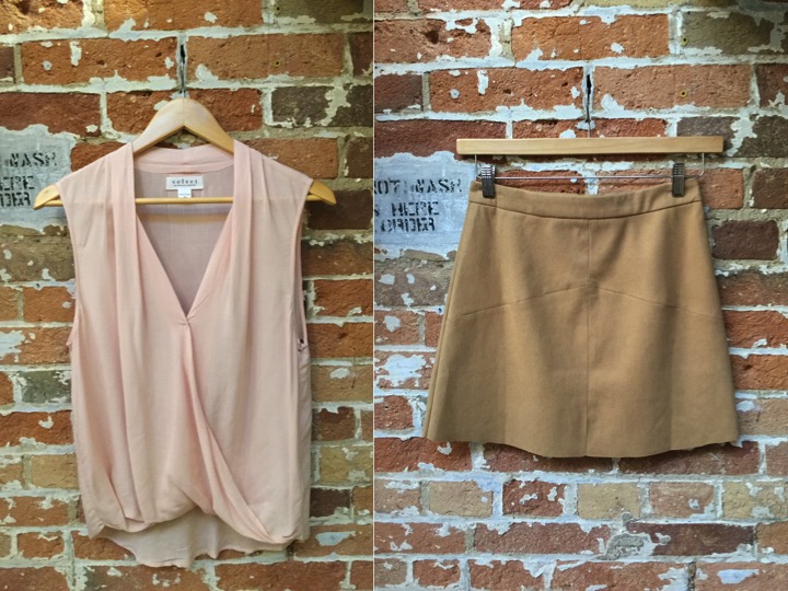 Velvet Blouse $148 Suncoo Suede Mini Skirt $165