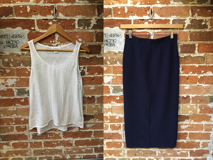 Velvet tank $118 Malene Birger pencil skirt $275