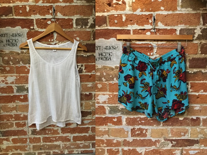 Velvet tank $118 Maison Scotch shorts $109