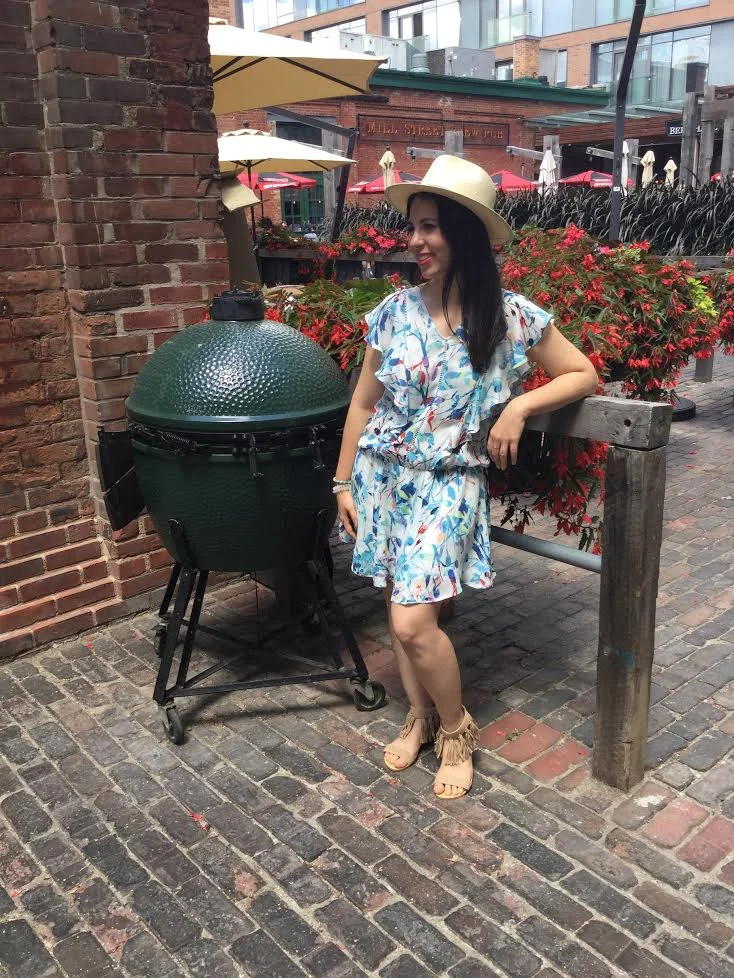 Backyard BBQ Celebrating our great nation usually comes with some family time. Backyard barbecues are in full bloom and it feels like every park grounds has a ribfest. Whatever your excuse to chow down is, do it in style. Devora is wearing: Parker Silk Dress $368, Brixton Straw Hat $95, Essentiel Fringe Sandals $206 & Hen Moonstone Bracelets $49