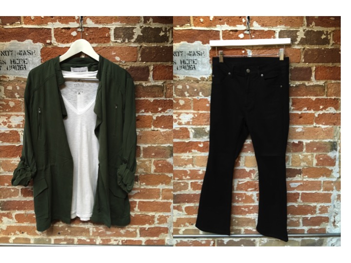Cupcakes & Cashmere Army Jacket $188 Velvet Basic Layering Tank $98 Cheap Monday Cropped Flare Jeans $95