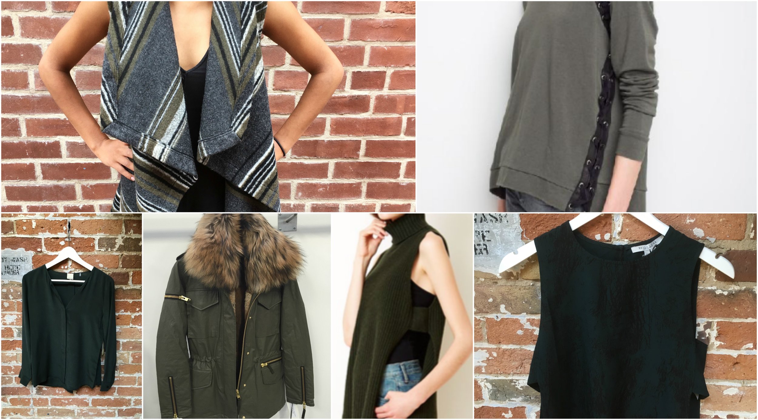 Ecru silk blouse, Cupcakes & Cashmere open vest, S.A.M anorak jacket (coming soon), Autumn Cashmere sleeveless turtleneck, Generation Love lace up sweatshirt, Bella Luxx tank top