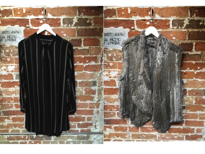 Rails Stripe Tunic Dress $215 Lyle & Luxx Fur Vest $245