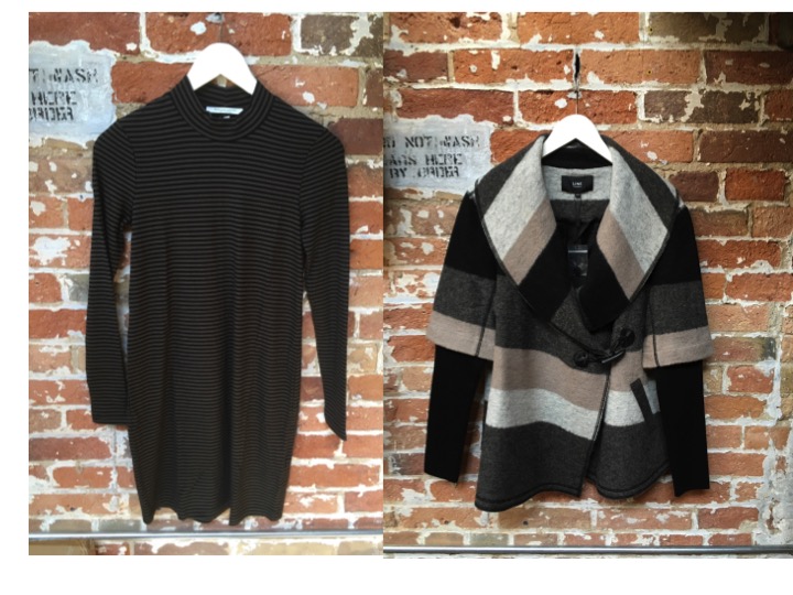 Bella Luxx Long Sleeve Striped Dress $215 Line Wool Coat $349