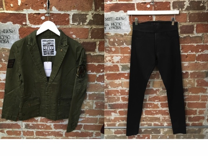 Zadig & Voltaire Military Grunge Jacket $499 James Jeans Glossy Leggings $275