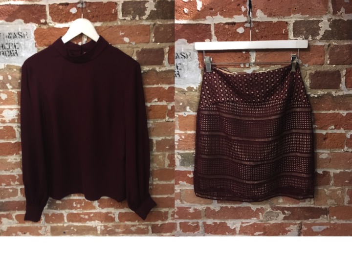 Keepsake Burgundy Blouse $185 Keepsake Lace Skirt $240