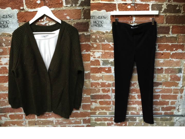 FINE Collection Wool/Cashmere Cardigan $328 Velvet Suede Leggings $195