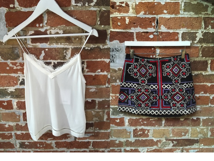 Suncoo White Lace Tank $125 Parker Embroidered Mini Skirt $498