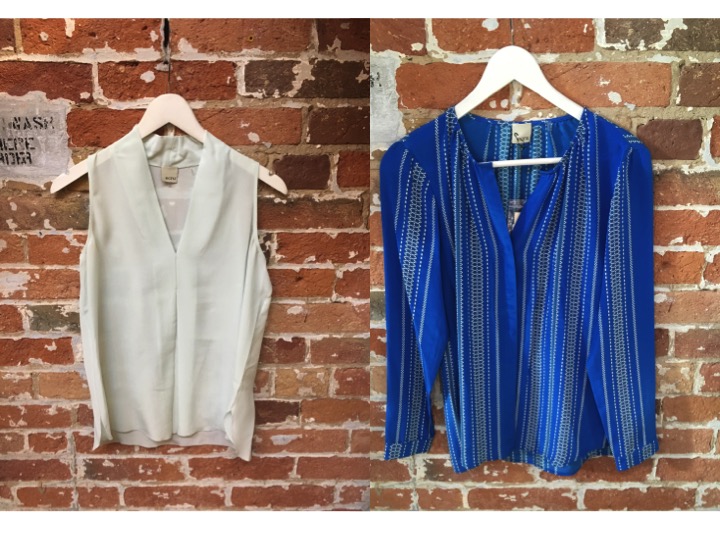 Ecru Silk Sleeveless Blouse $225 Ecru Printed Blouse $198