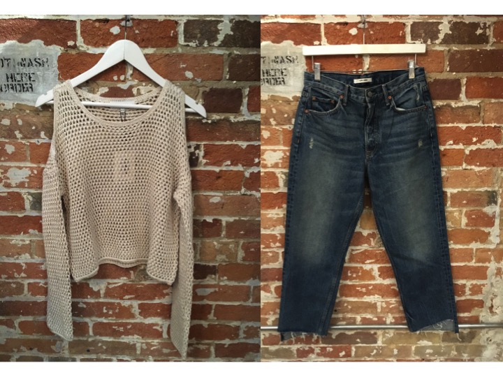 John & Jenn Cold Shoulder Sweater $125 GRLFRND Helena Cropped Jean $298