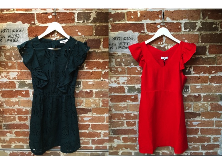Suncoo Eyelet Dress $235 Suncoo Ruffle Dress $199 ** both have a cut out back, super sexy, the perfect dress for your next event**