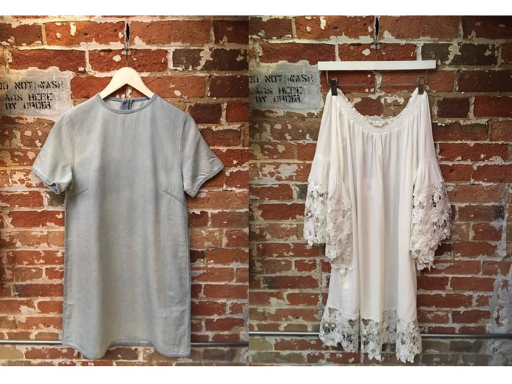 Cheap Monday Denim Dress $90 Muche et Muchette Lace Dress $148 ** Muche et Muchette does these fabulous sleeves on a ton of tops as well. Tip: Belt this dress to give it a different look