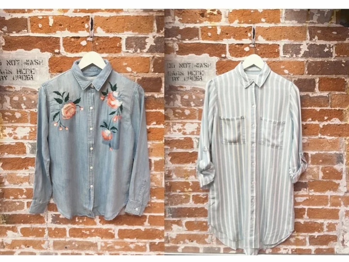 Rails Embroidered Denim Shirt $270 Rails Striped Tunic Dress $245
