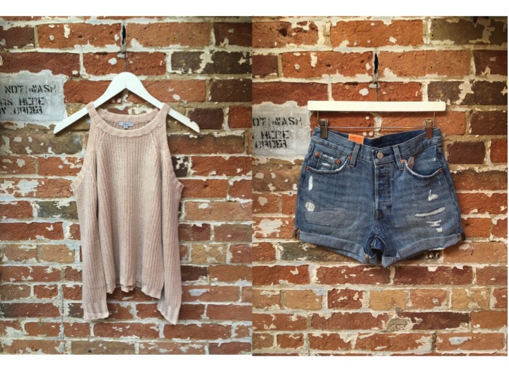 Rails Cold Shoulder Sweater $225 Levi's Denim Shorts $70