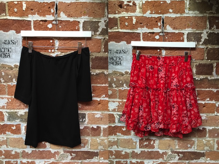 Tiger of Sweden Off The Shoulder Top $139 Misa Bandana Print Mini Skirt $275