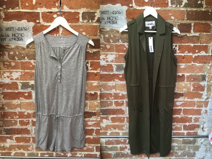 Velvet Cotton Slub Romper $199 BB Dakota Long Vest $139