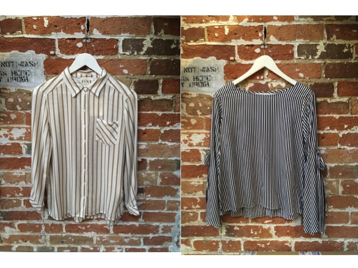 FINE Collection Striped Button Down $234 Velvet Striped Blouse $195
