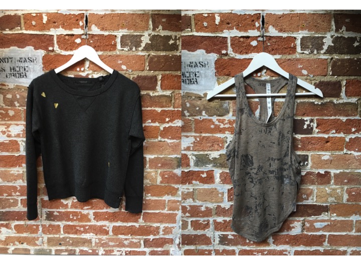 Maison Scotch Distressed Sweatshirt $145 Alo Yoga Burn Out Tank $76