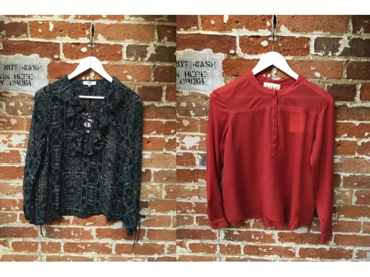 Suncoo Printed Boho Blouse $145 FINE Collection Henley Blouse $199