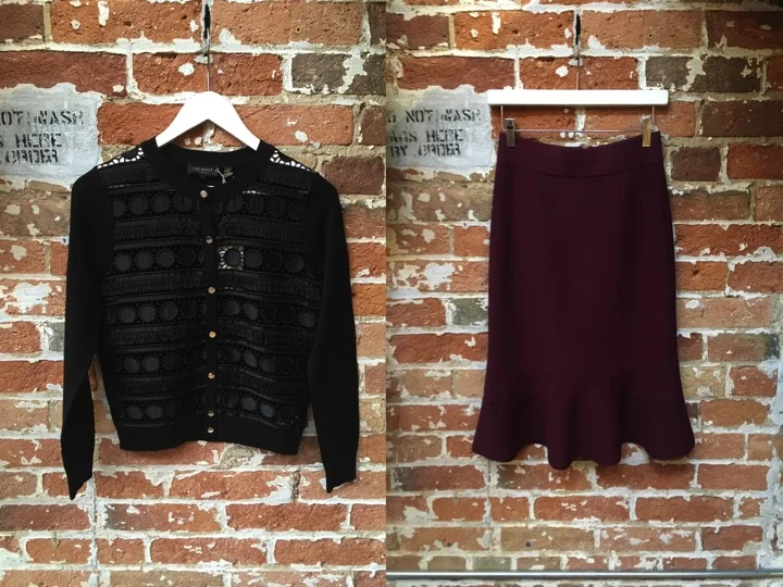 Ted Baker Lace Cardigan $269 Ted Baker Frill Knit Skirt $269