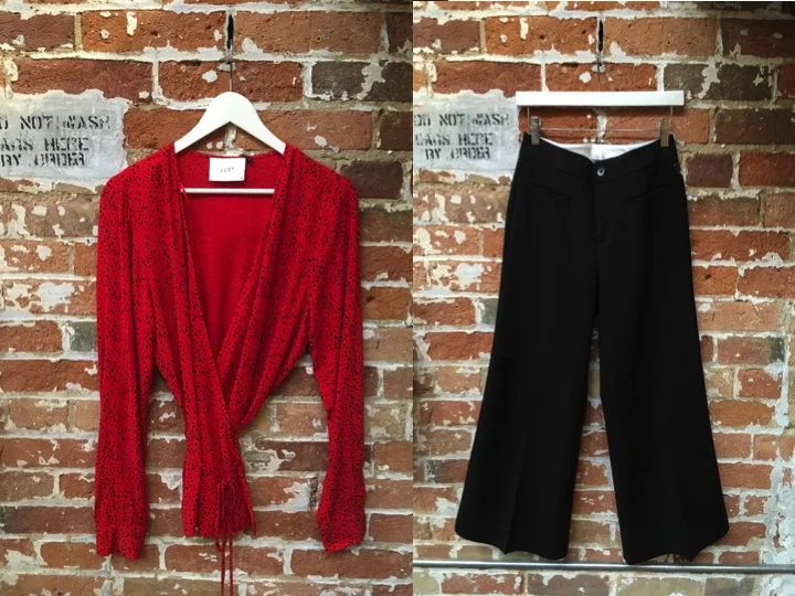 Just Female Wrap Blouse $185 Ecru Culottes $210