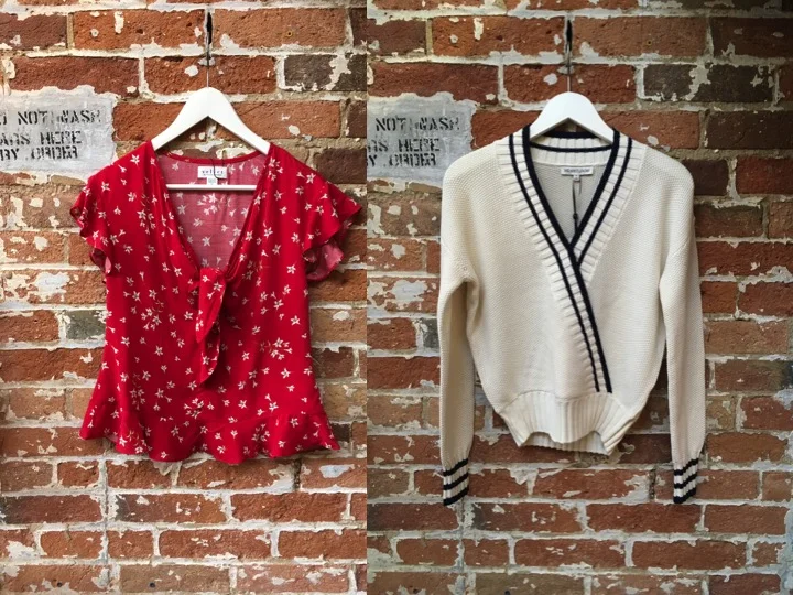 Velvet Floral Tie Top $187 Heartloom Varsity Stripe Sweater $127