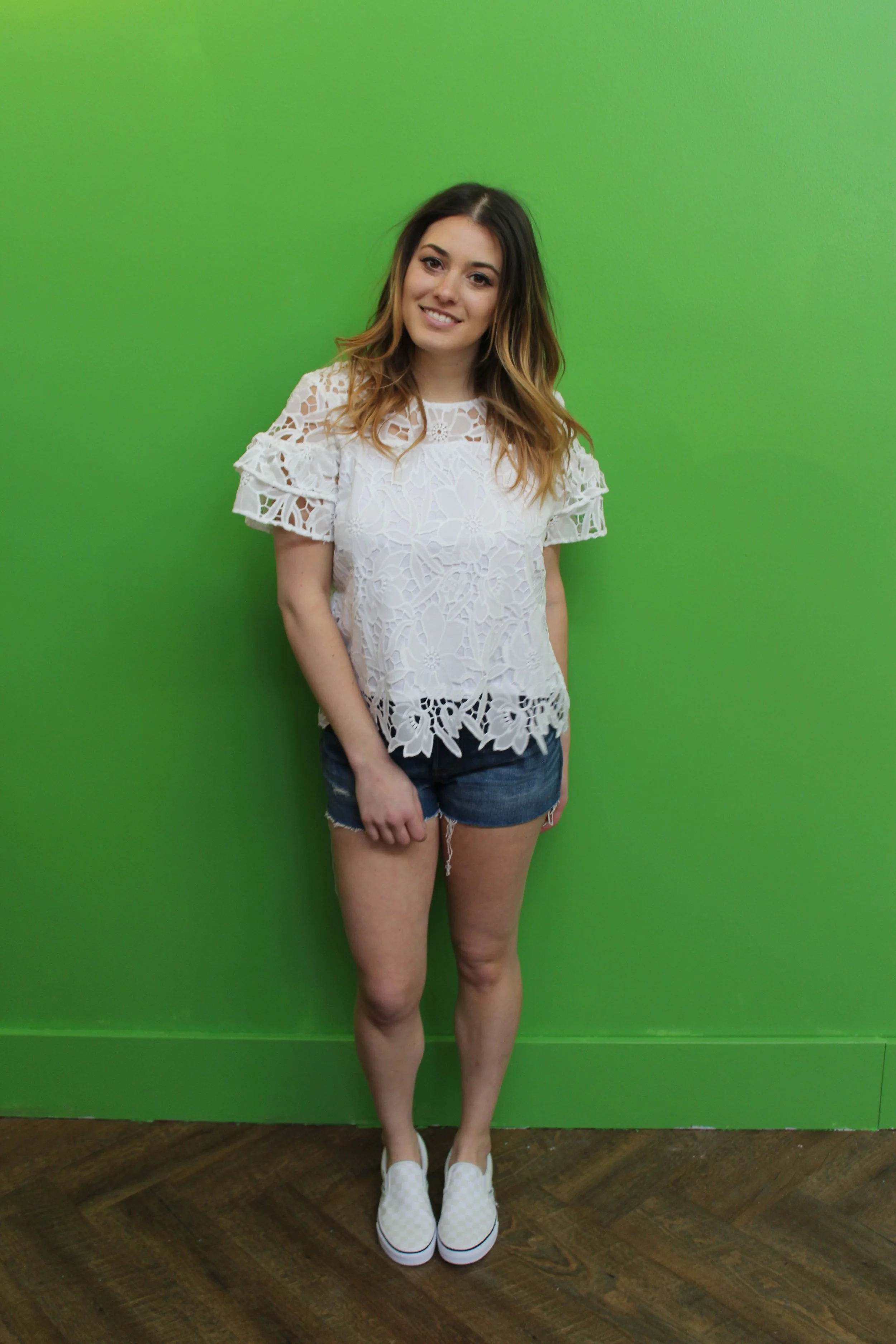 Generation Love Lace Tee $248 Levi's Shorts $80 Vans Checkerboard Slide Ons $60