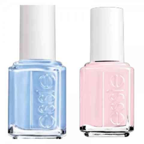 Essie Rose Quartz and Serenity nail polish.