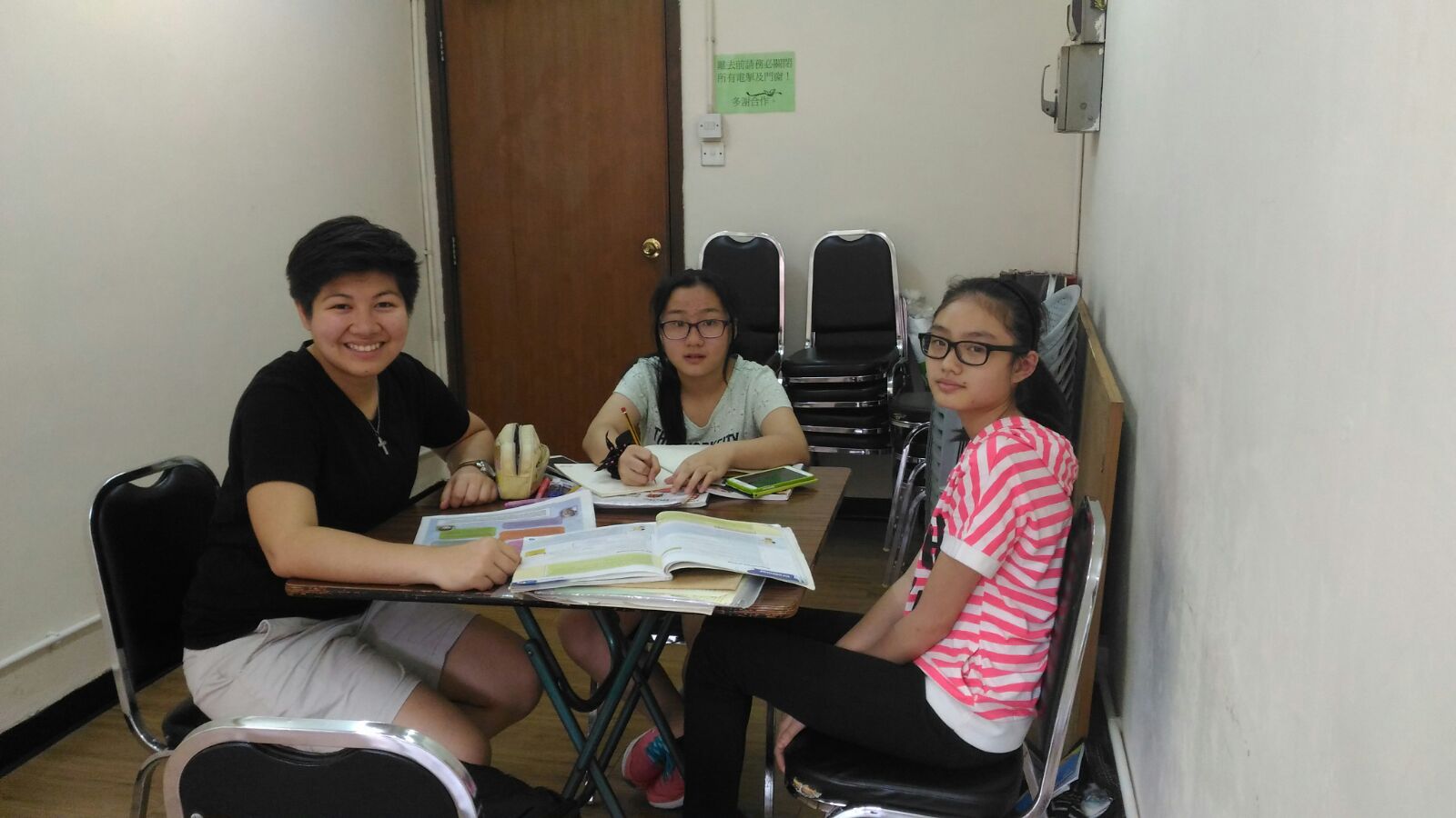 Franselaine with her two students on their first class