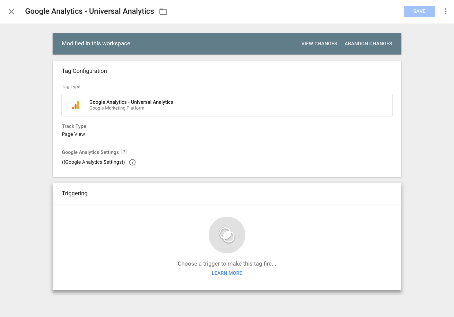 Editing the Google Analytics tag