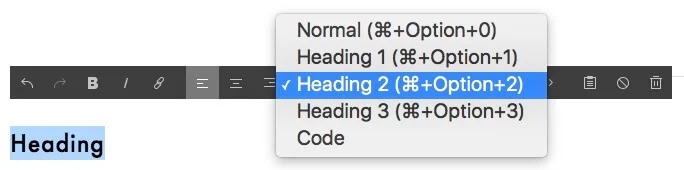 Adding a heading in Squarespace