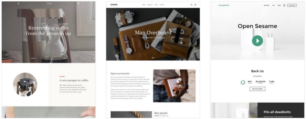 Examples of Shopify free themes