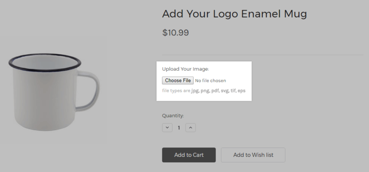 La fonctionnalité de "téléchargement de fichiers" du Bigcommerce permet aux visiteurs de votre site de télécharger des images personnalisées qui peuvent être utilisées sur vos produits