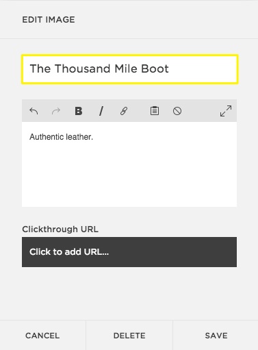 Adding alt text to a gallery block in Squarespace.