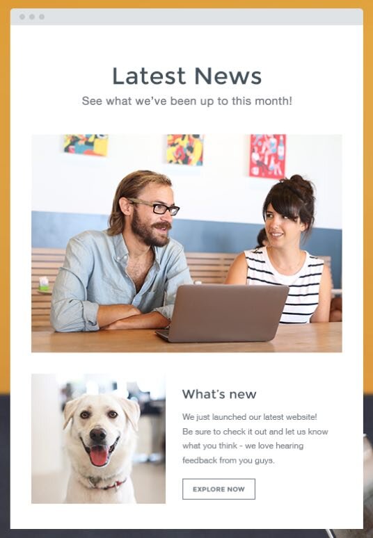 Example of a newsletter created using Wix ShoutOuts