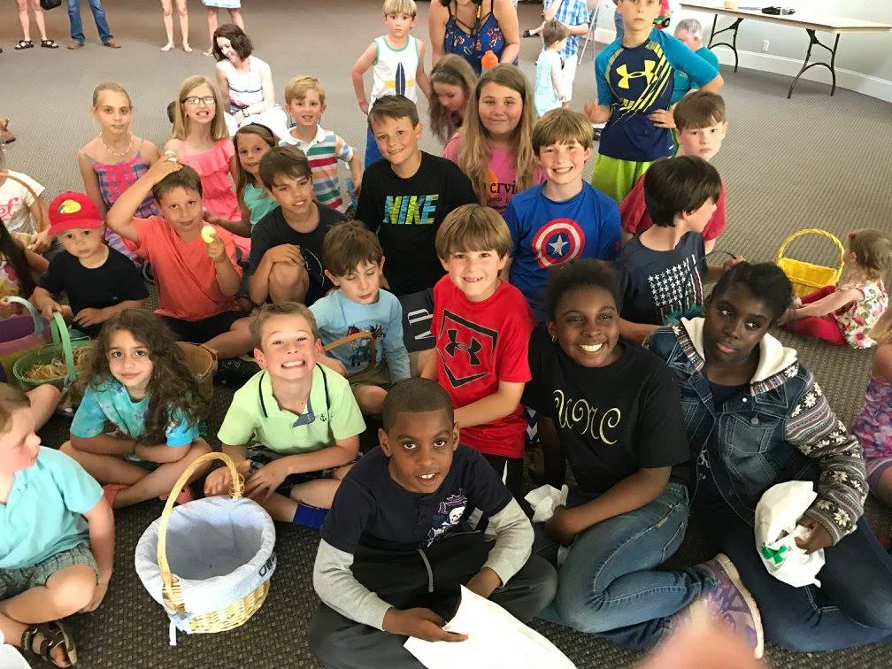 Annual Easter Egg Hunt - The children sing songs and hear the Easter story before heading out to hunt Easter Eggs